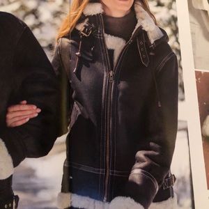 NWT women’s Sheep skin brown leather bomber jacket